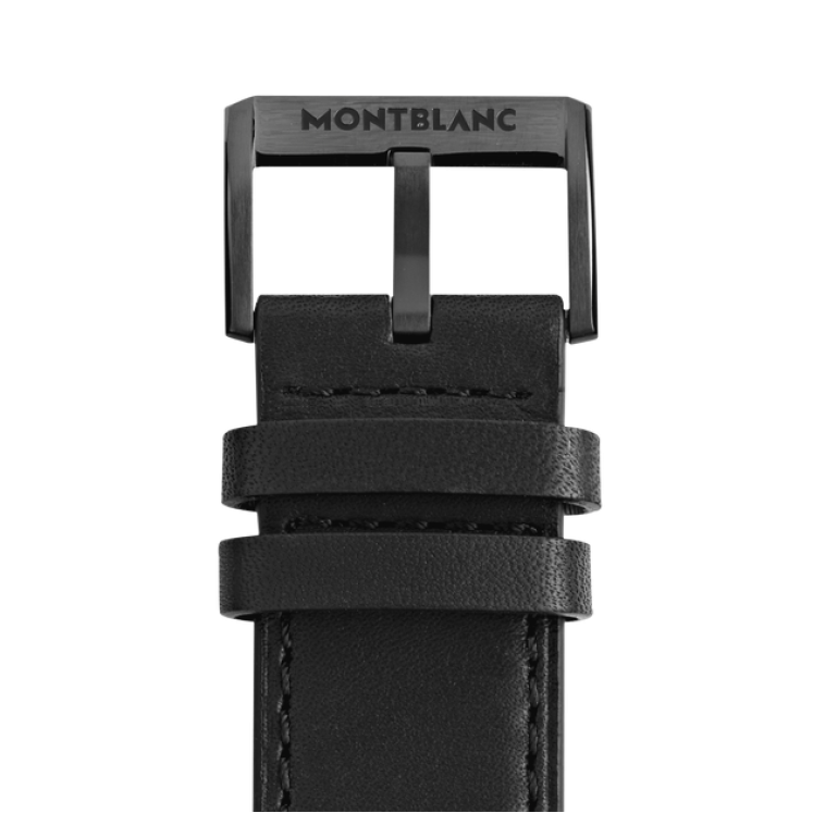 Bracelet en cuir de veau noir avec boucle ardillon noire