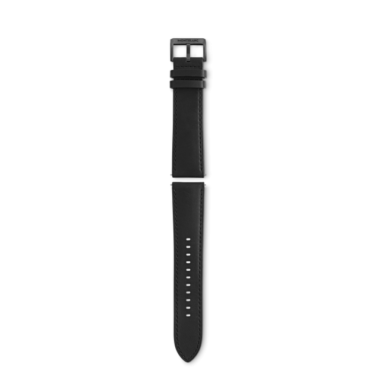 Bracelet en cuir de veau noir avec boucle ardillon noire