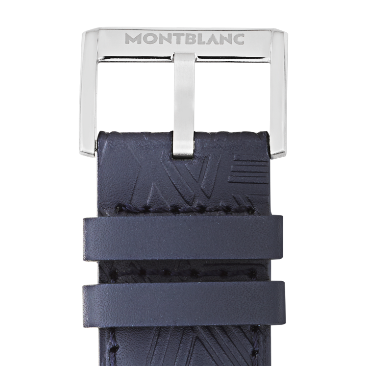 Bracelet en cuir de veau bleu avec boucle ardillon grise