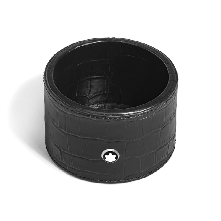 Plateau de Bureau Rond Moyen Format en Cuir Embossé Croco