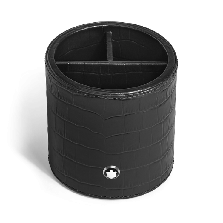 Porte-Stylos de Bureau en Cuir Embossé Croco