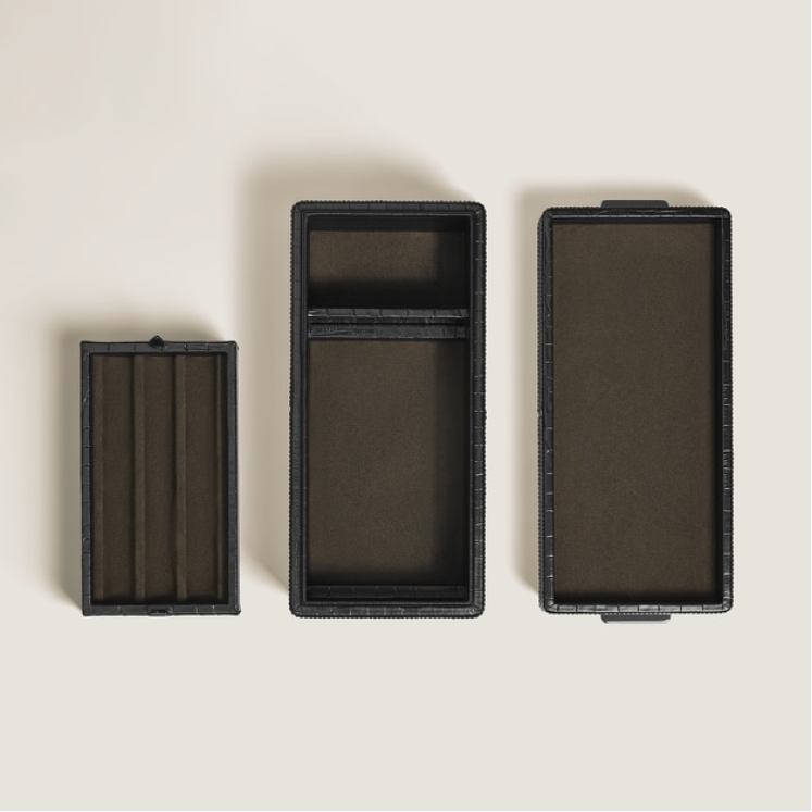 Boîte à Stylos en Cuir Embossé Croco