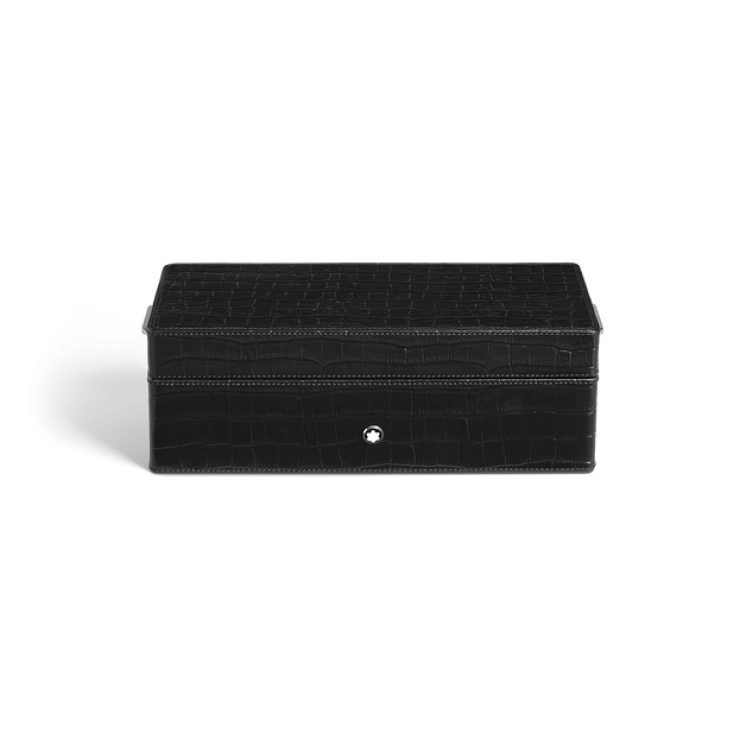 Boîte à Stylos en Cuir Embossé Croco