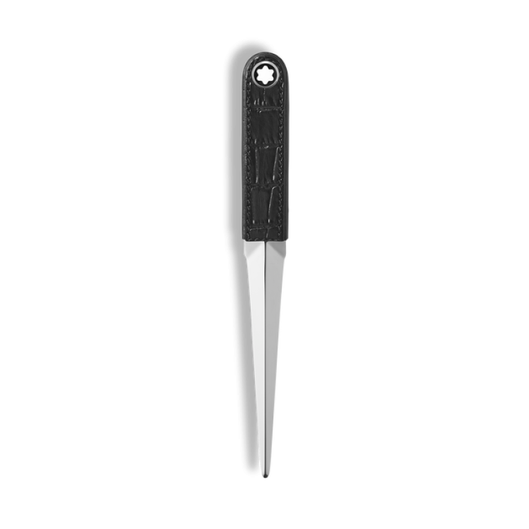 Coupe-papier, cuir embossé croco, noir