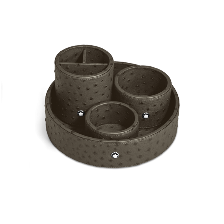 Plateau de Bureau Grand Format, Cuir Emboss&eacute; Autruche, Kaki