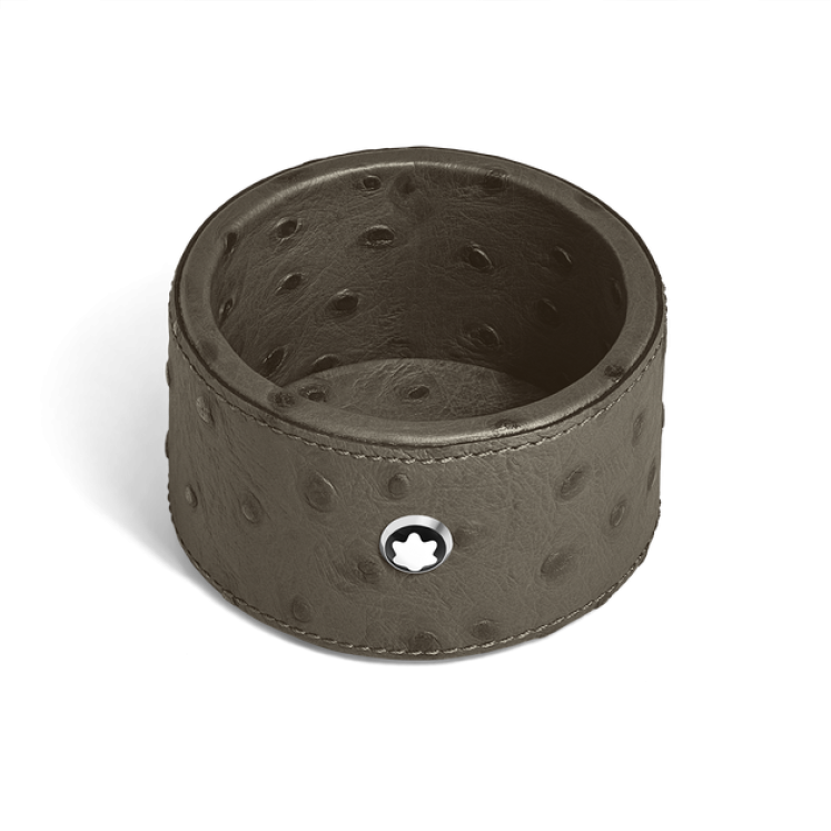 Plateau de Bureau Petit Format, Cuir Embossé Autruche, Kaki