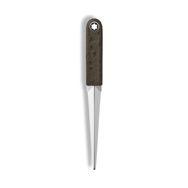 Coupe-papier, Cuir Embossé Autruche, Kaki