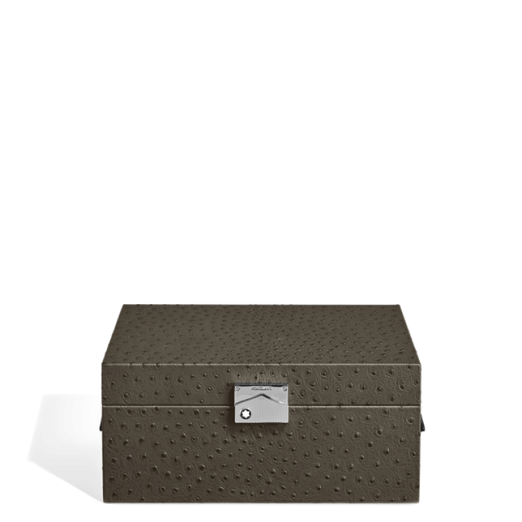 Coffret de Collectionneur pour Montres, Cuir Emboss&eacute; Autruche, Kaki