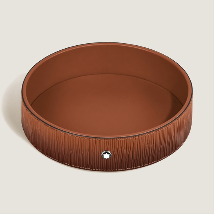 Plateau de Bureau Rond Grand Format en Cuir Corteccia Sfumato