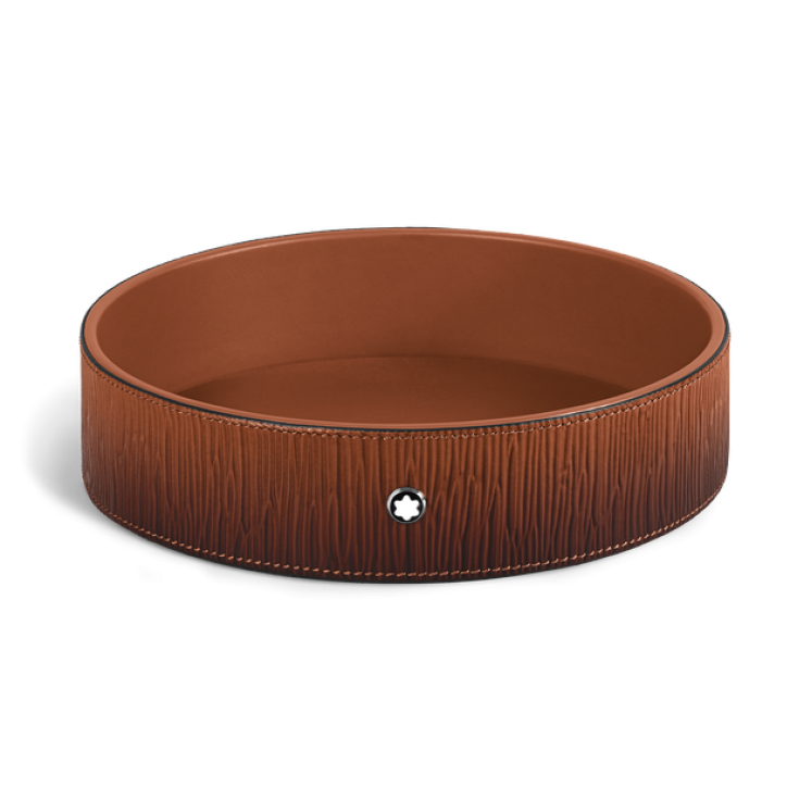 Plateau de Bureau Rond Grand Format en Cuir Corteccia Sfumato