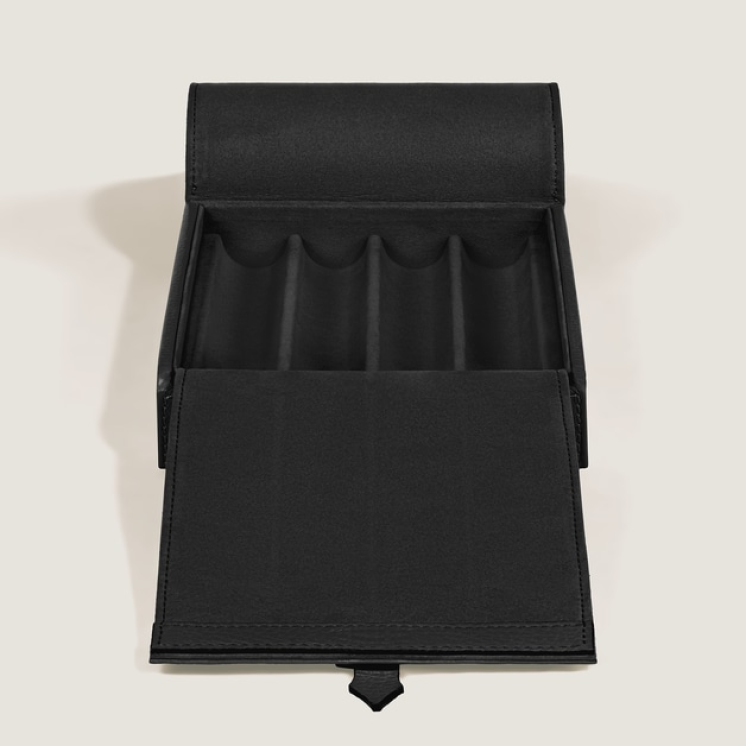 Coffret de Voyage en Cuir Grainé pour 4 Instruments d’Écriture