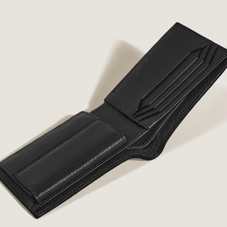 Portefeuille 4cc avec Porte-Monnaie en Cuir Grainé