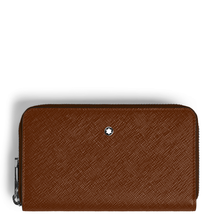 Portefeuille Continental Moyen 12cc Zippé en Cuir Sartorial