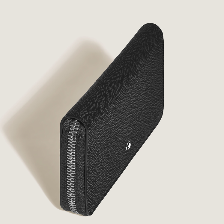Portefeuille Continental Moyen 12cc Zippé en Cuir Sartorial