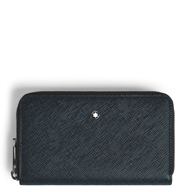 Portefeuille Continental Moyen 12cc Zippé en Cuir Sartorial