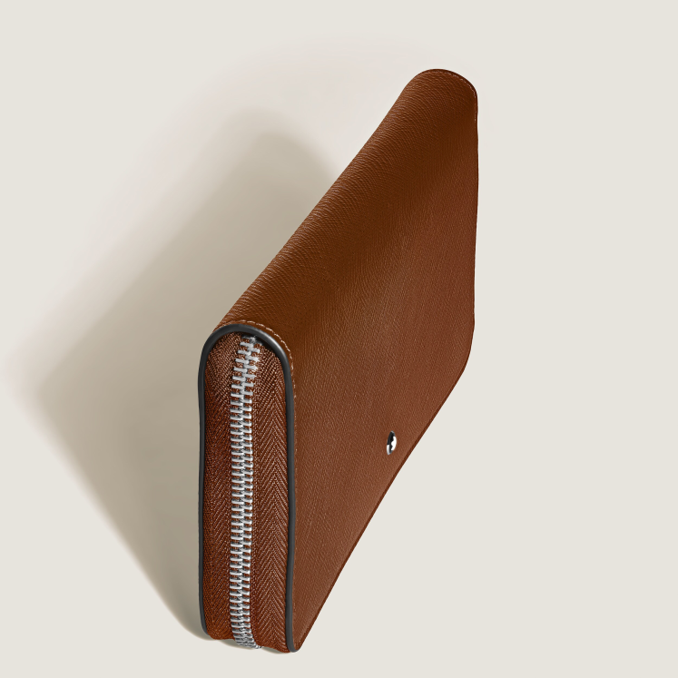 Portefeuille Continental 12cc Zippé en Cuir Sartorial