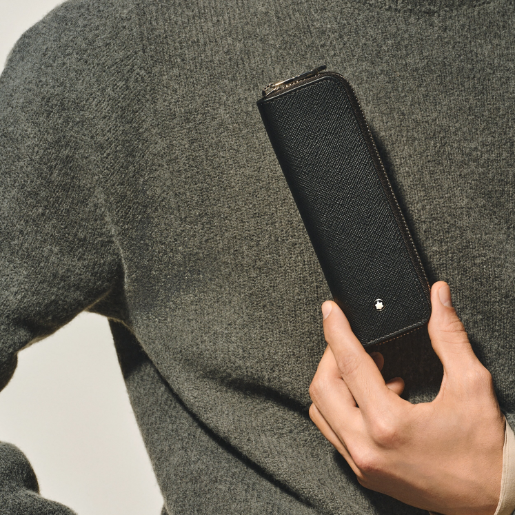 Étui pour 1 Instrument d'Écriture Zippé en Cuir Sartorial