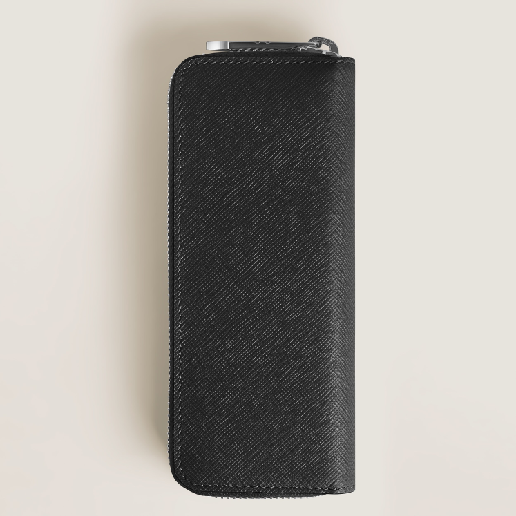 Étui pour 2 Instruments d'Écriture Zippé en Cuir Sartorial