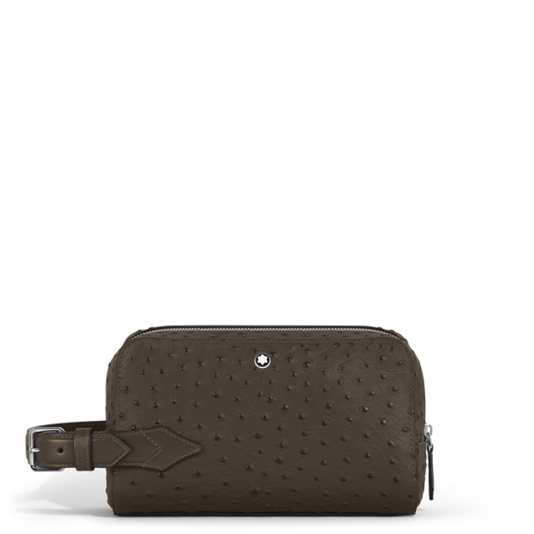 Trousse de Toilette en Cuir Emboss&eacute; Autruche