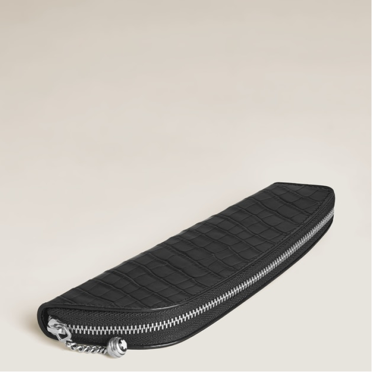 Étui pour 1 Instrument d'Écriture en Cuir Embossé Croco