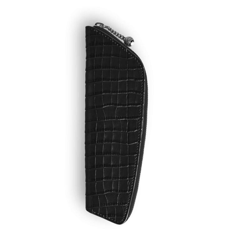 Étui pour 1 Instrument d'Écriture en Cuir Embossé Croco