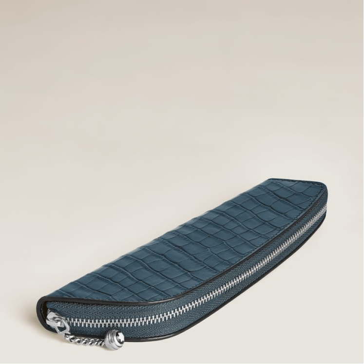 Étui pour 1 Instrument d'Écriture en Cuir Embossé Croco