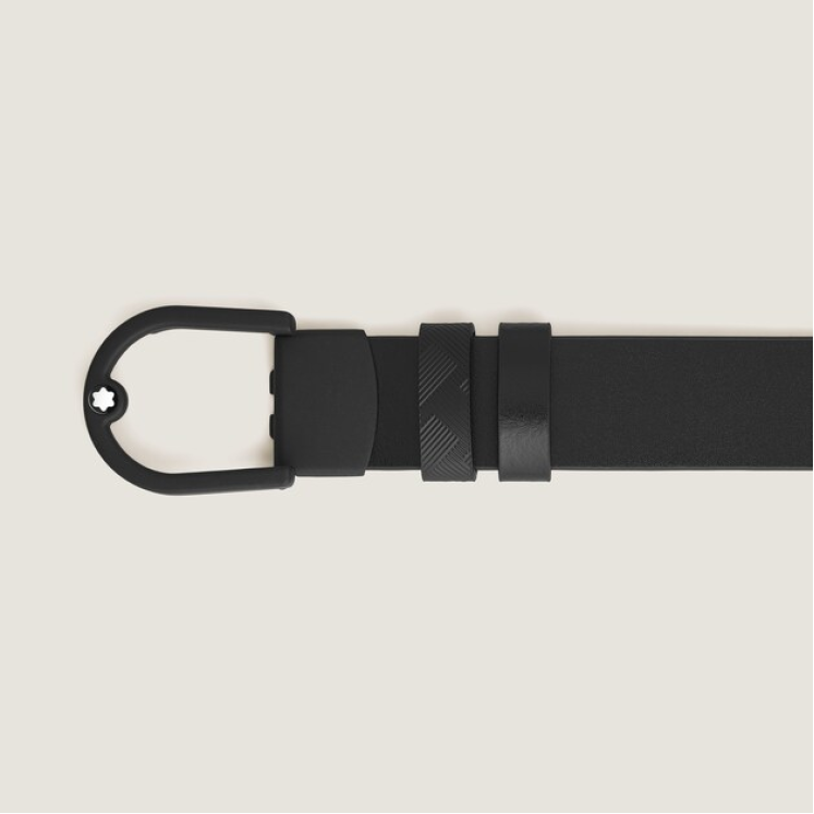 Ceinture réversible boucle fer à cheval de 30 mm en cuir noir/noir