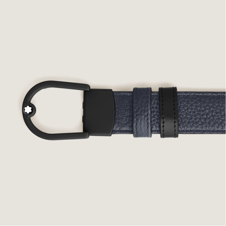 Ceinture réversible boucle fer à cheval de 30 mm en cuir bleu nuit/noir