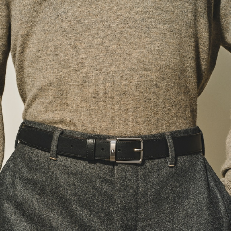 Ceinture réversible à boucle Everyday de 30 mm en cuir bleu velours/noir