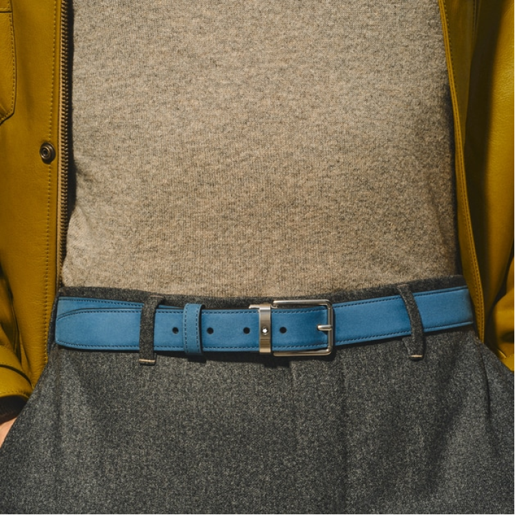 Ceinture réversible à boucle Everyday de 30 mm en cuir bleu velours/noir