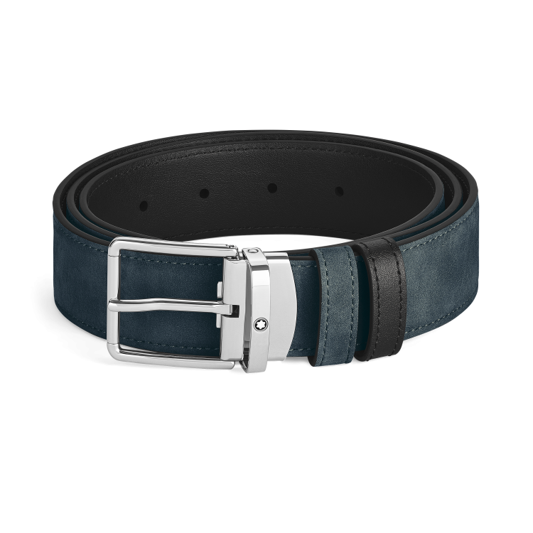 Ceinture r&eacute;versible &agrave; boucle Everyday de 35&nbsp;mm en cuir bleu velours/noir