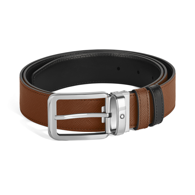 Ceinture réversible à boucle rectangulaire de 30 mm en cuir fauve/noir