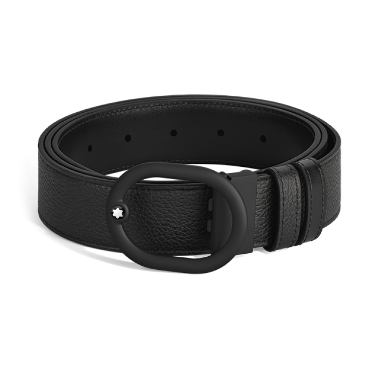 Ceinture réversible à boucle L’Ovale de 35 mm en cuir noir/noir