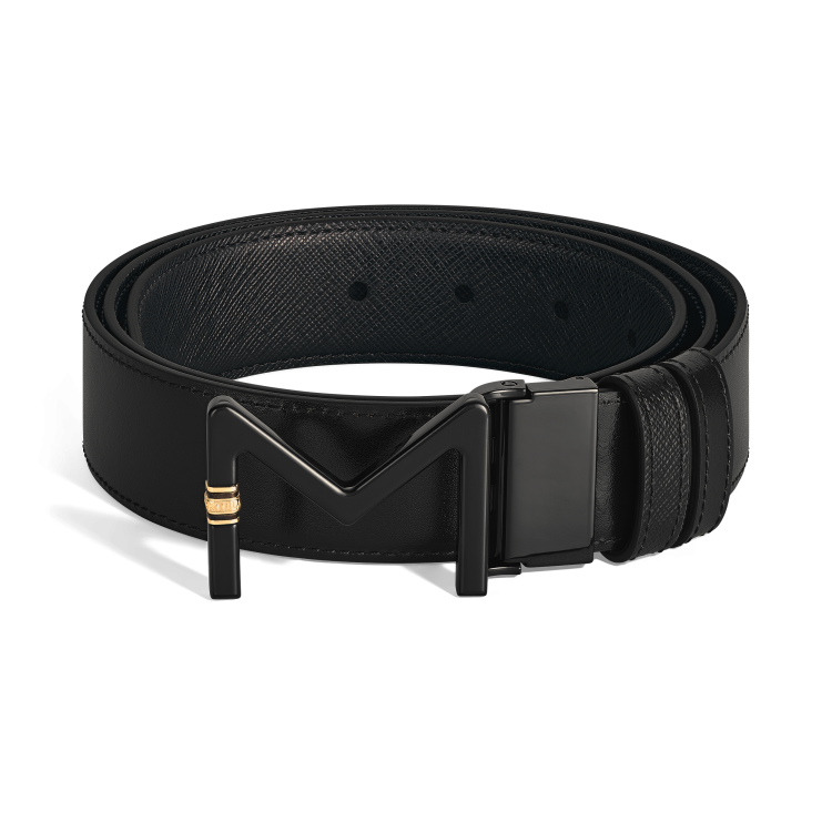 Ceinture r&eacute;versible &agrave; boucle Meisterst&uuml;ck de 35&nbsp;mm en cuir noir/noir