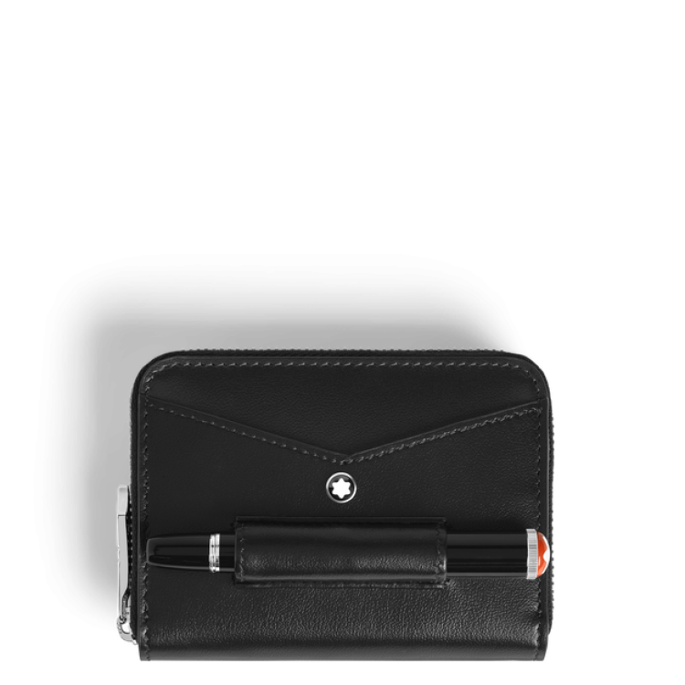 Mini portefeuille 2cc zipp&eacute; avec patte pour instrument d'&eacute;criture en cuir Meisterst&uuml;ck