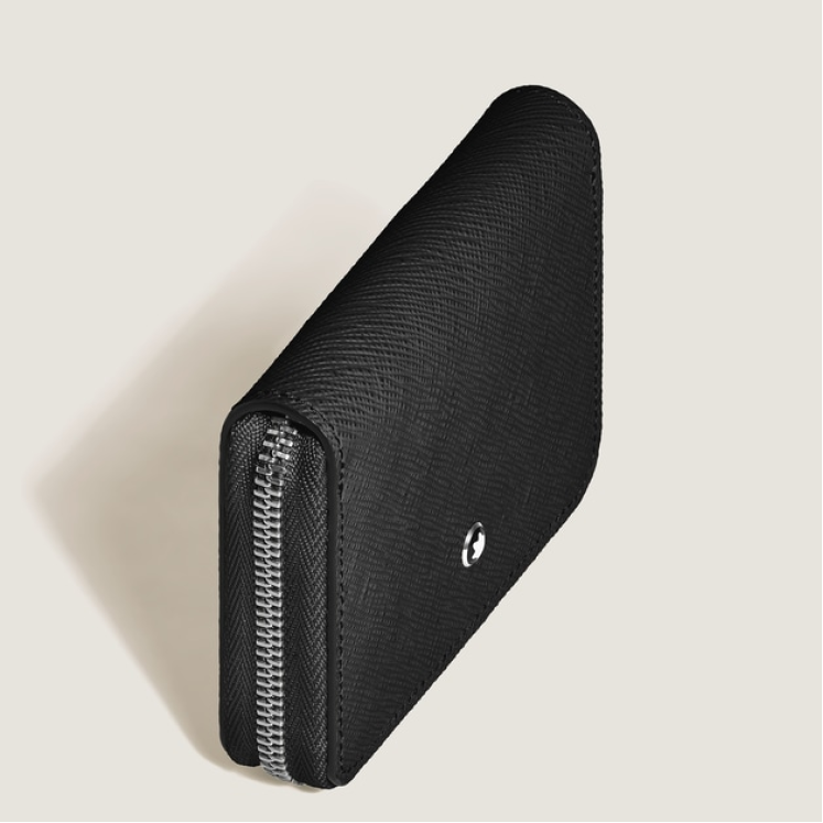 Mini Portefeuille 2cc Zippé en Cuir Sartorial