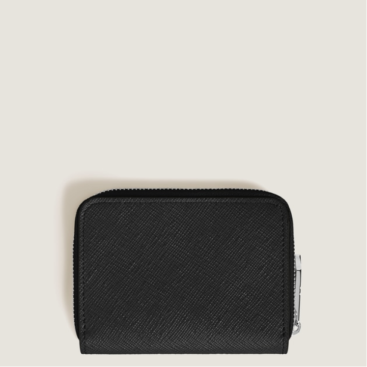 Mini Portefeuille 2cc Zippé en Cuir Sartorial
