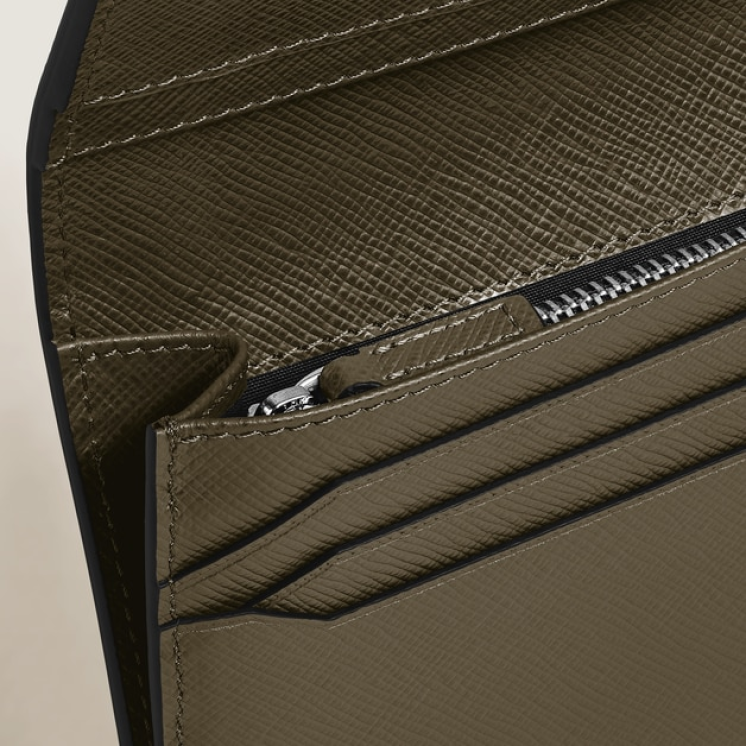Portefeuille Long 14cc Zippé en Cuir Sartorial