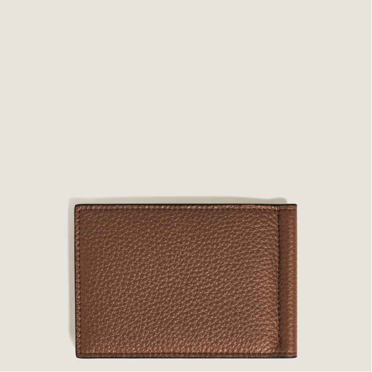 Portefeuille 6cc avec Pince à Billets en Cuir Grainé