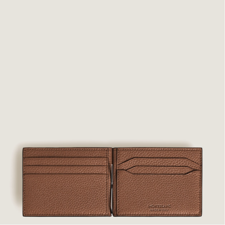 Portefeuille 6cc avec Pince à Billets en Cuir Grainé