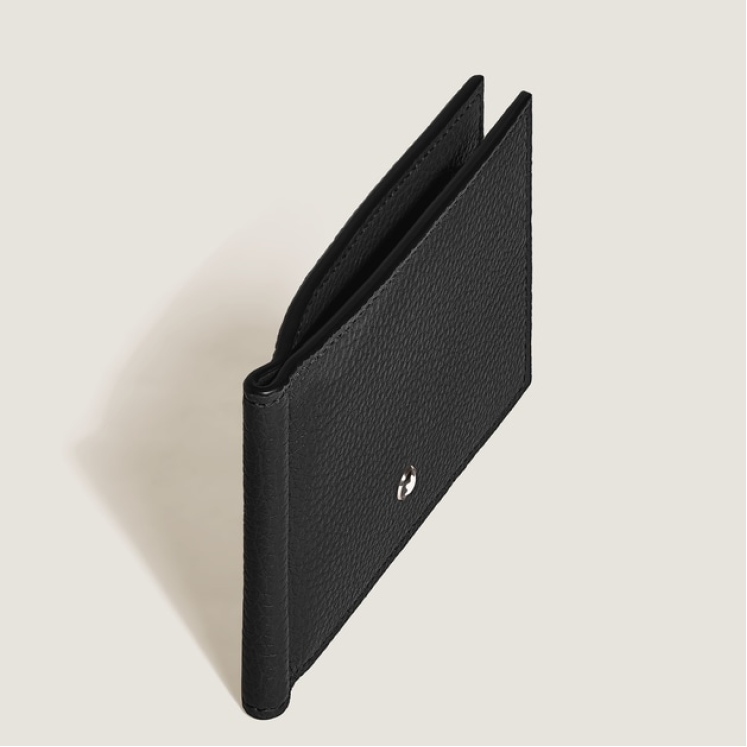 Portefeuille 6cc avec Pince à Billets en Cuir Grainé