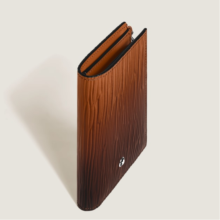 Mini Portefeuille Vertical 6cc en Cuir Corteccia Sfumato