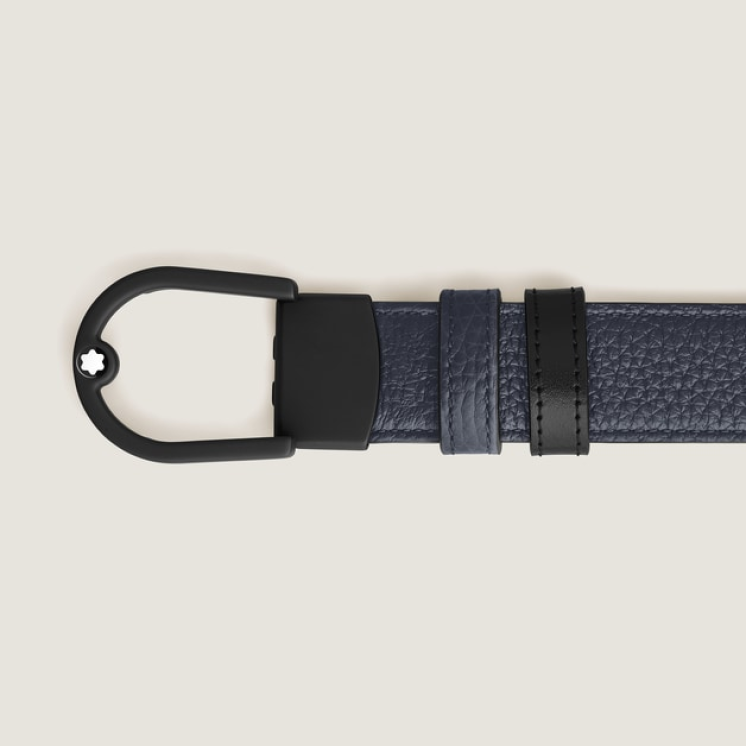 Ceinture réversible boucle fer à cheval de 30 mm en cuir bleu nuit/noir
