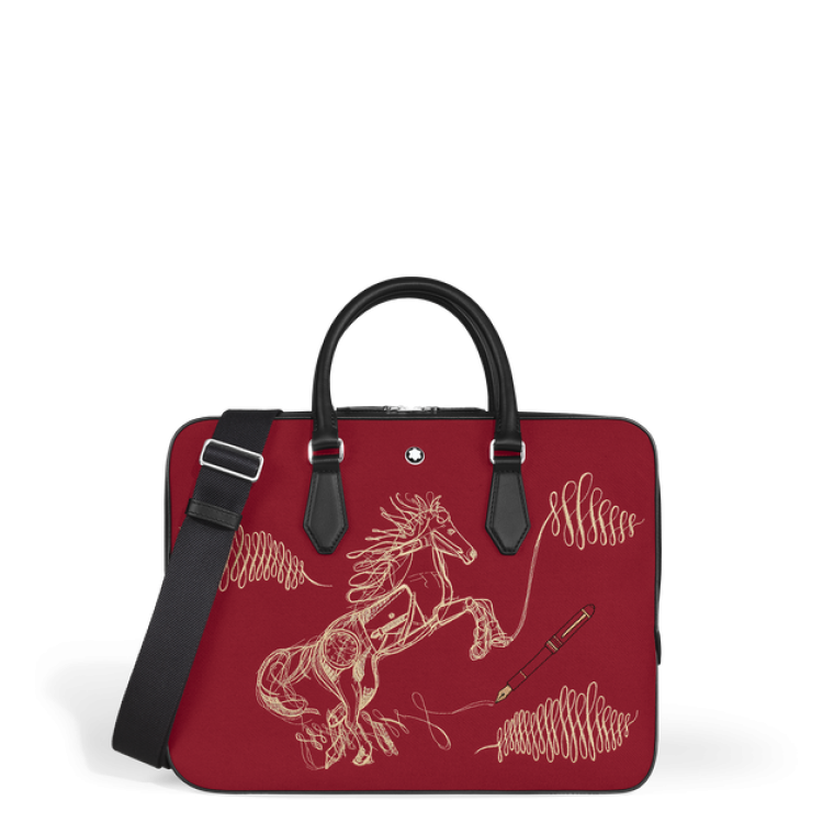 Serviette Fine Ann&eacute;e du Cheval en Gabardine Brod&eacute;e